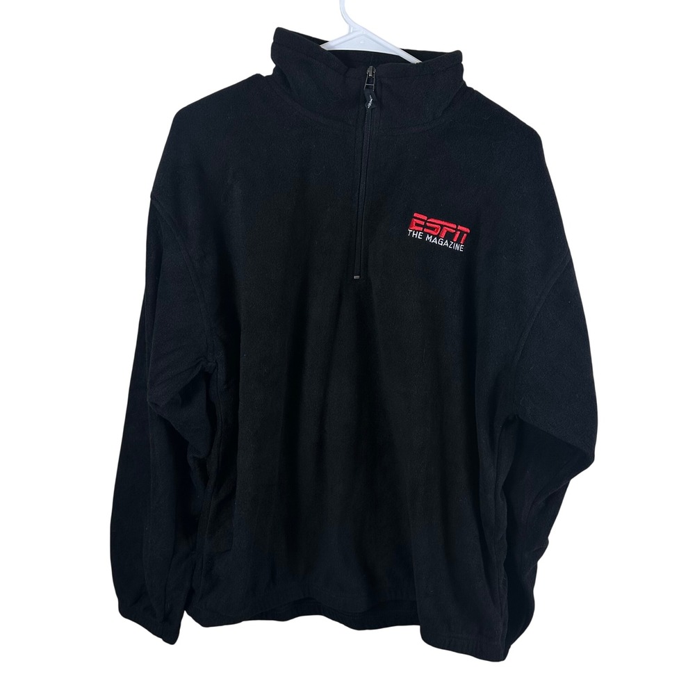 ESPN Fleece Pullover Mens XL Black Quarter Zip The Magazine‎ Outdoor Jacket